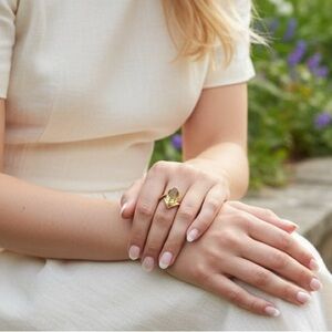 Marquise Brazilian Citrine 18k Rose Gold Plated Silver Ring